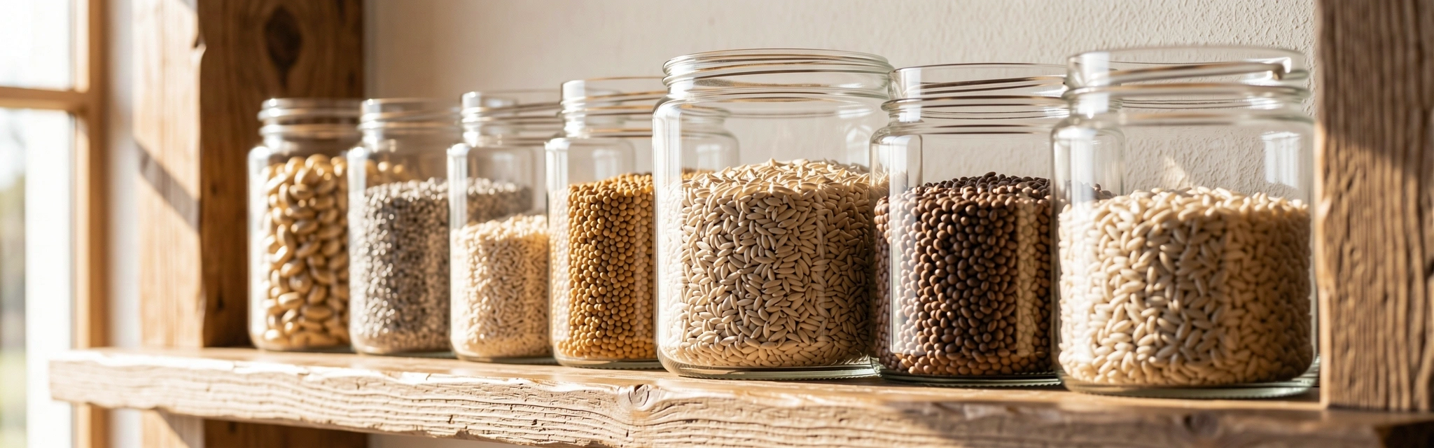 Cereale organice și semințe în containere sustenabile